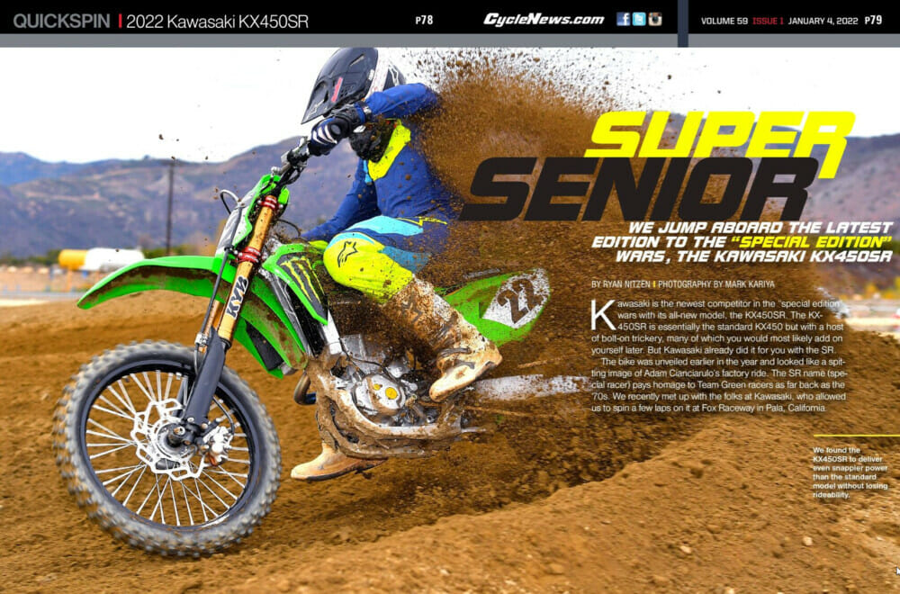 Cycle News Magazine Review 2022 Kawasaki KX450SR