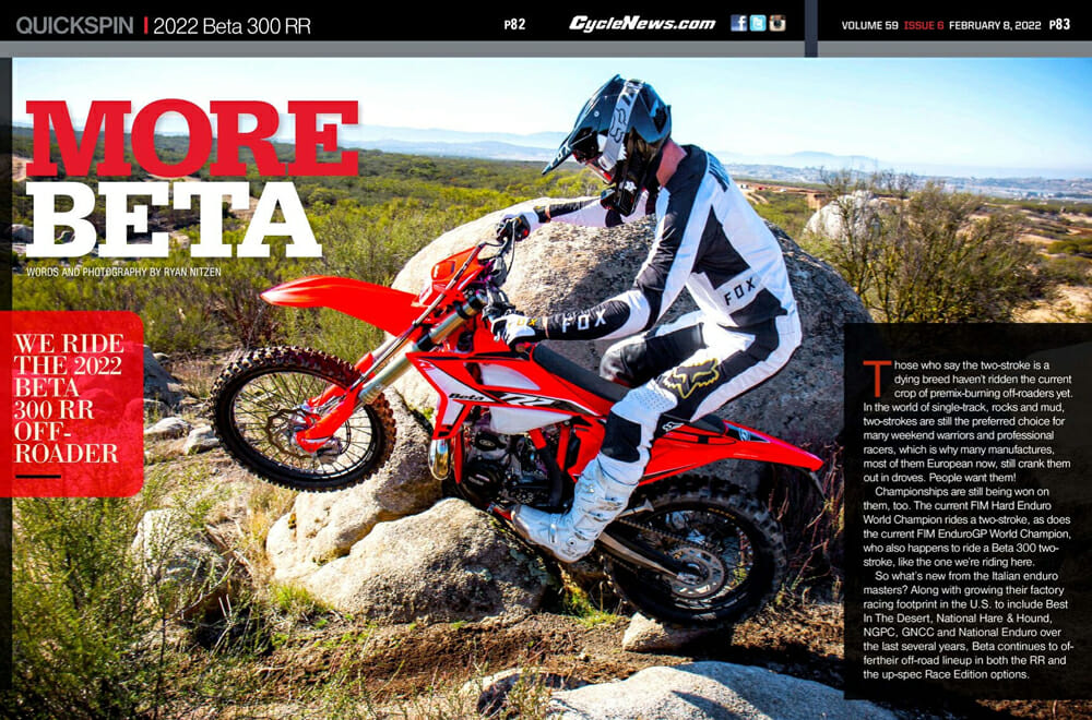 Cycle News 2022 Beta 300 RR Review