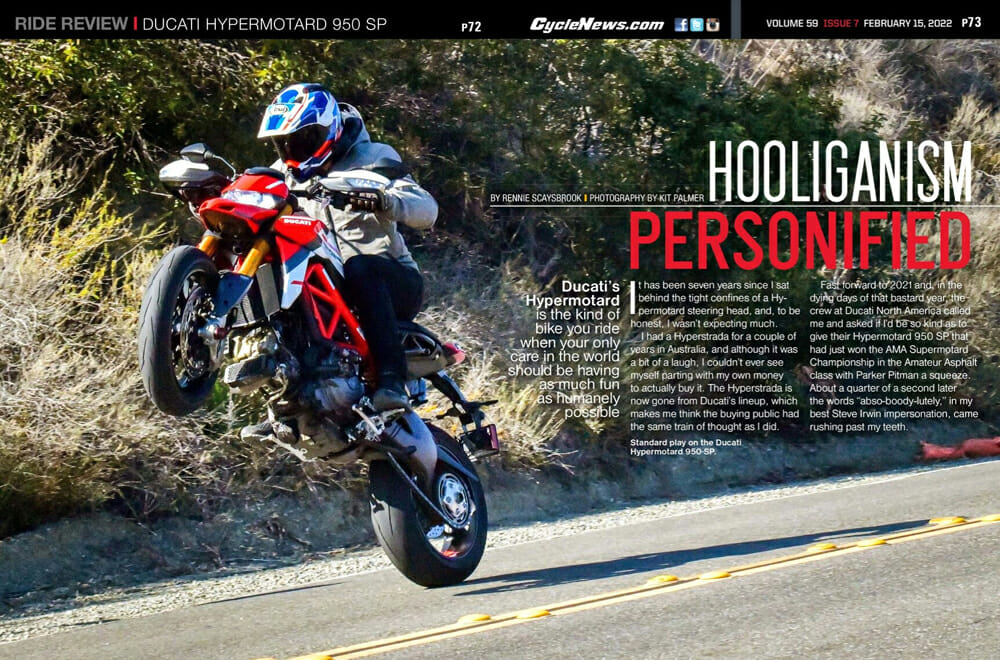 Cycle News Magazine 2022 Ducati Hypermotard 950 SP Review