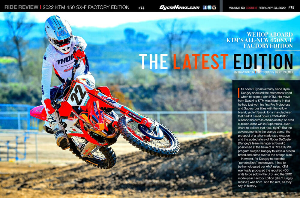 Cycle News Magazine 2022 KTM 450 SX-F Factory Edition Review