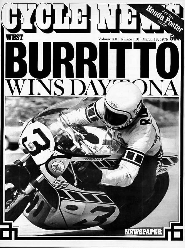 Gene Romero on the cover of Cycle News magazine