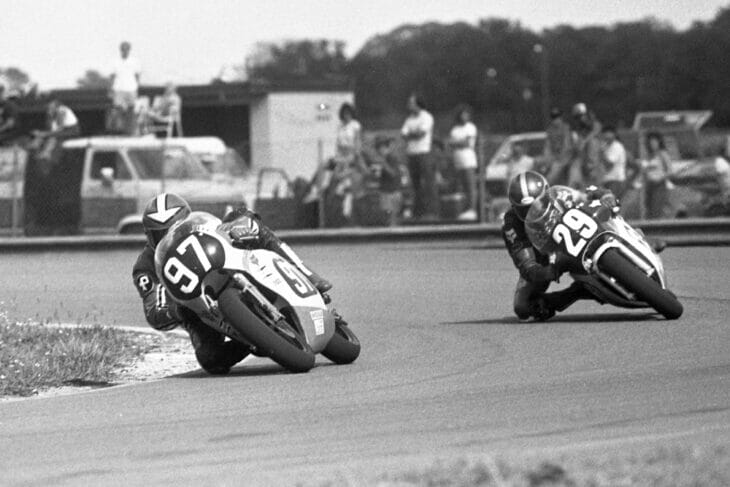 Kevin Brunson leading Sam McDonald in the October Daytona race