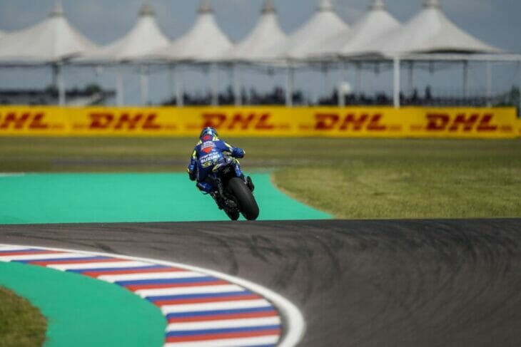 Alex Rins in action at the 2019 Argentina GP