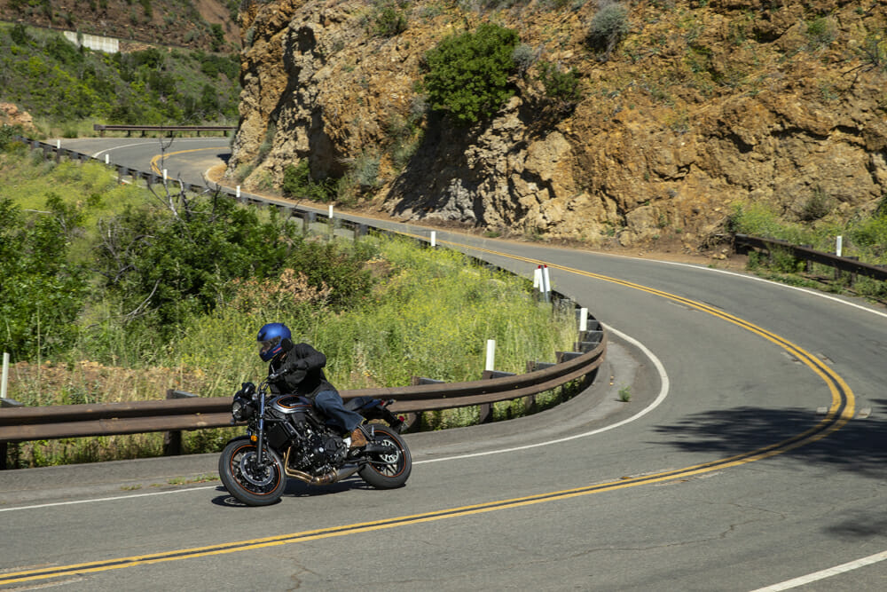 2022 Kawasaki Z650RS canyon riding