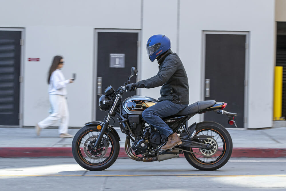 2022 Kawasaki Z650RS riding city streets