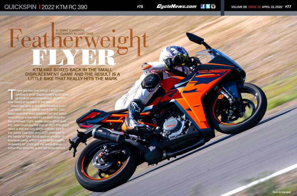 2022 KTM RC 390 Cycle News Review