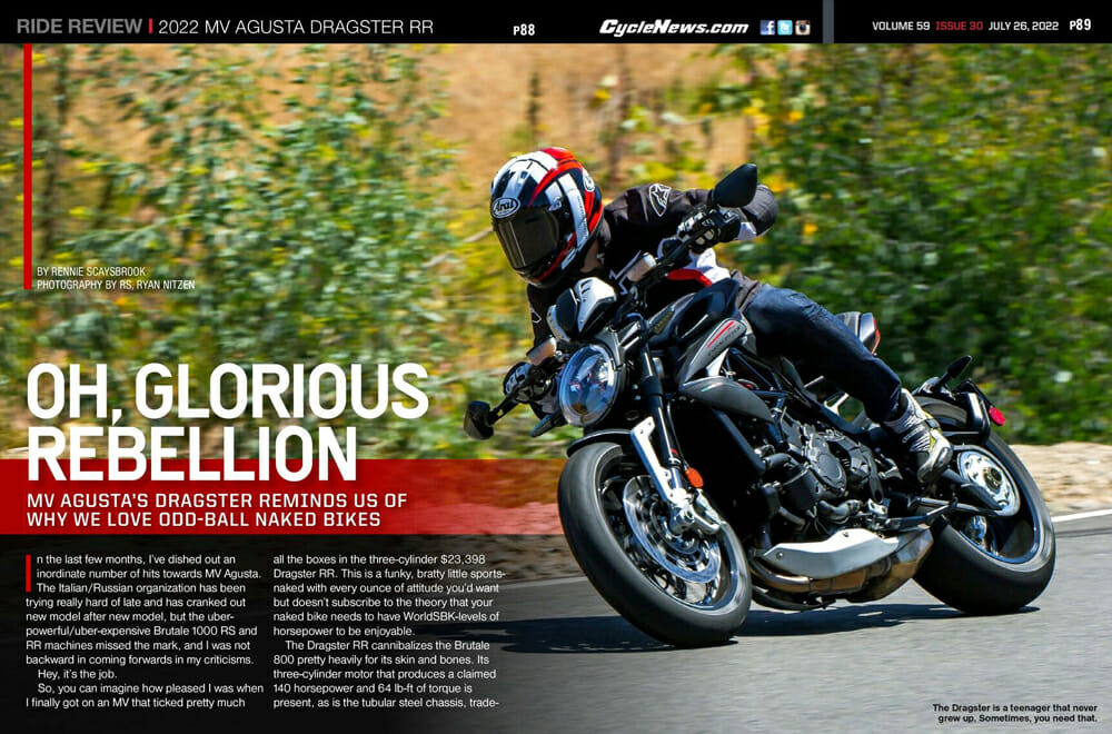Cycle News magazine 2022 MV Agusta Dragster RR Review