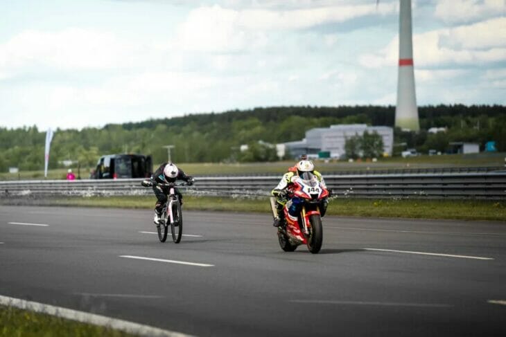 Guinness World Record Set For Fastest Bicycle Towed by Motorcycle