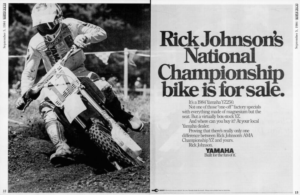 Ricky Johnson win ad in Cycle News