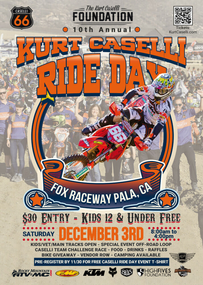 10th Annual Kurt Caselli Ride Day December 3rd At Fox Raceway