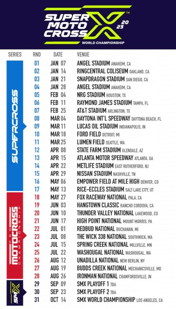 2023 Super Motocross World Championship Schedule Announced Cycle News