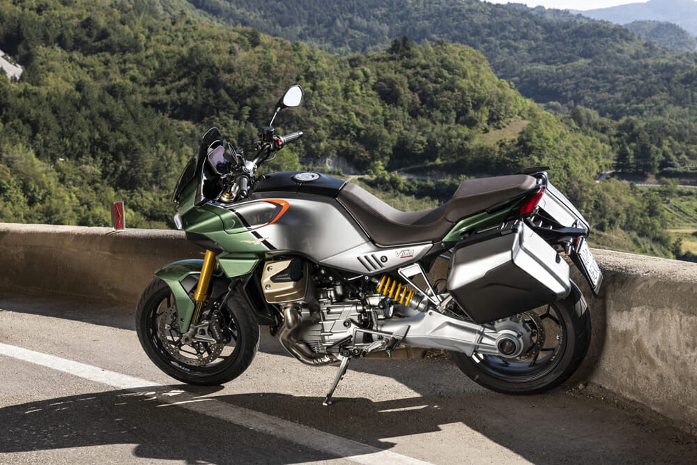 2023 Moto Guzzi V100 Mandello S with luggage