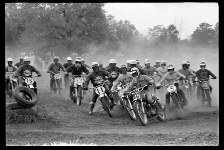 Racers at 1970 Trans-AMA race in LaRue, Ohio