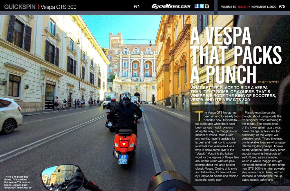 Cycle News Magazine Vespa GTS 300 Review