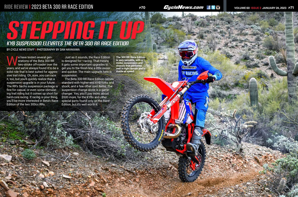 Cycle News Magazine 2023 Beta 300 RR Race Edition Review
