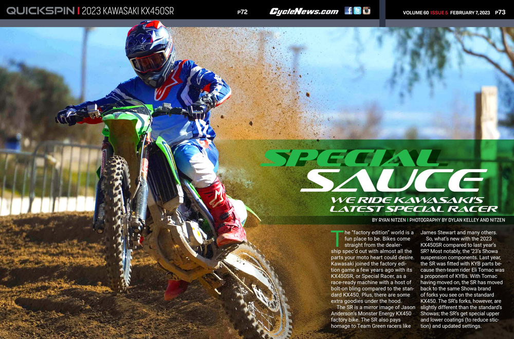 Cycle News Magazine 2023 Kawasaki KX450SR Review
