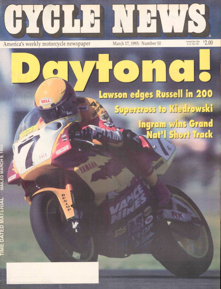 Eddie Lawson di sampul majalah Cycle News pada tahun 1993