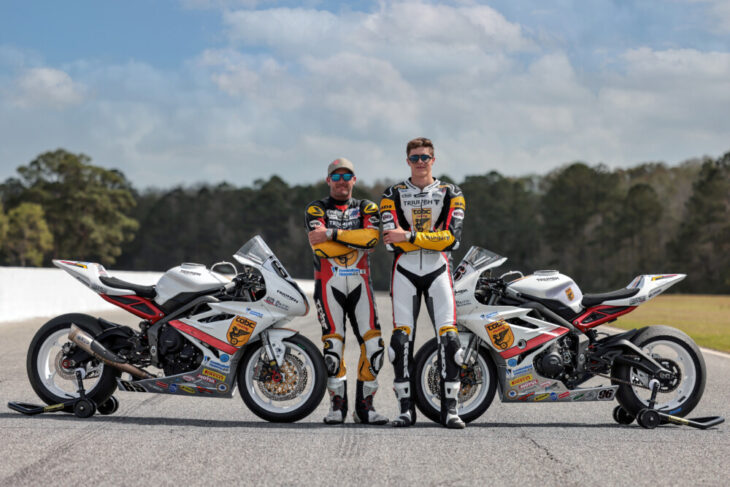 Danny Eslick and Brandon Paasch with TOBC Triumph Street Triple 765