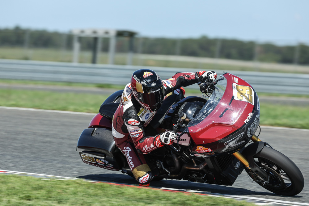 King of The Baggers Indian Challenger on racetrack
