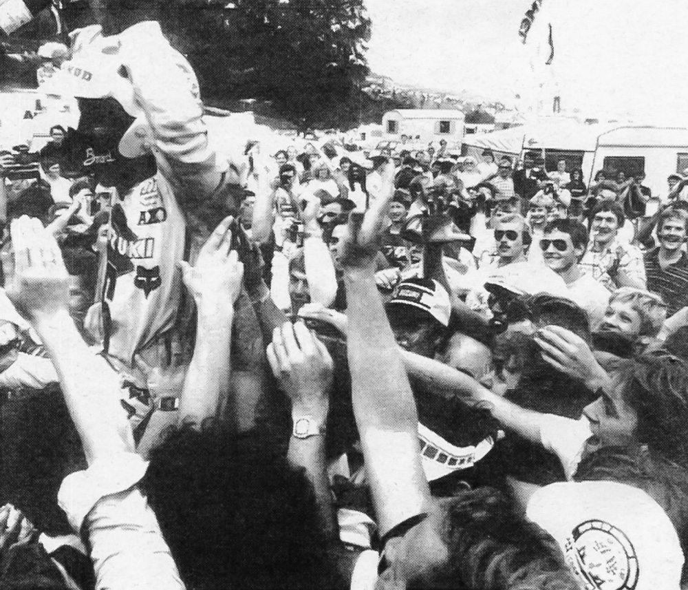 Brad Lackey and fans Luxembourg MX 1982