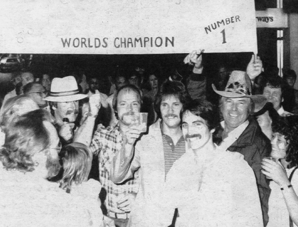Brad Lackey and fans at San Francisco Airport