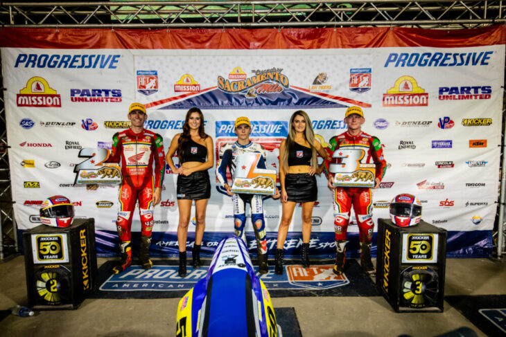 2023 Sacramento Mile American Flat Track Results - Singles Podium - Tim Lester photo