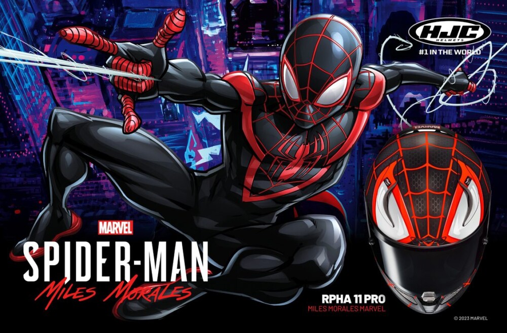 HJC unveils Miles Morales Spider-Man Motorcycle Helmet Graphic