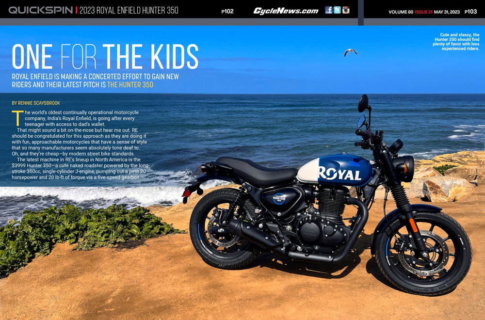 Cycle News Magazine 2023 Royal Enfield Hunter 350 review