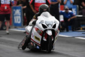 Steve Johnson at 2023 NHRA Pro Stock Motorcycle Bristol