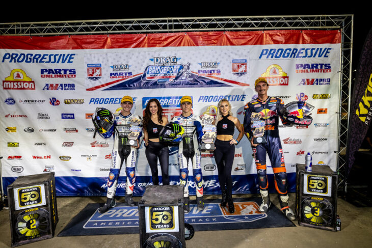 2023 Bridgeport New Jersey Half-Mile American Flat Track Round 13 Results Singles class podium_4TL0015