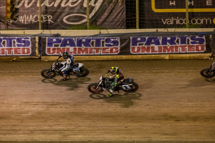 2023 Bridgeport New Jersey Half-Mile American Flat Track Round 13 Results SuperTwins Dallas Daniels and Jared Mees action 1_6TL7450