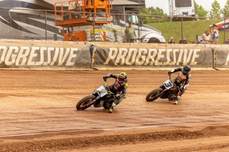 2023 Virginia Half-Mile American Flat Track Results SuperTwins Jared Mees and Briar Bauman Action_6TL1275