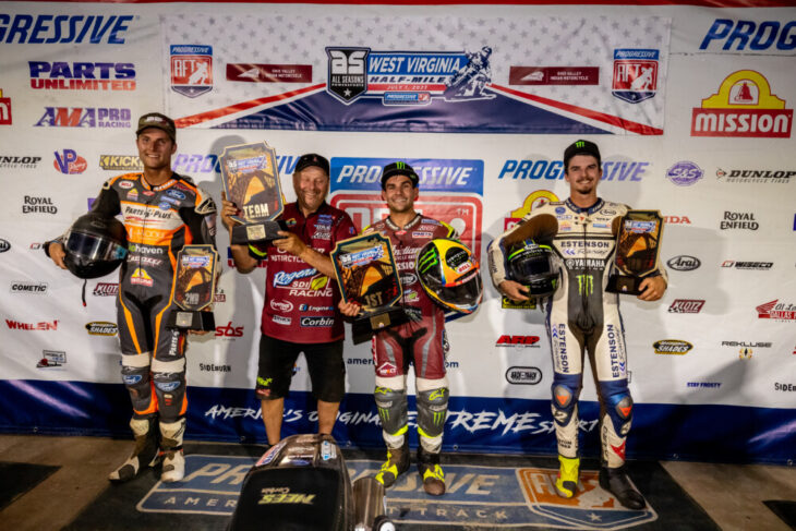 2023 Virginia Half-Mile American Flat Track Results SuperTwins Podium_5TL4451
