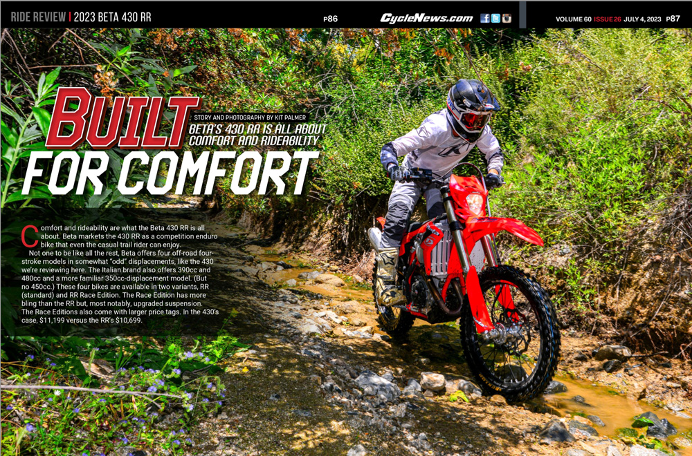 Cycle News Magazine 2023 Beta 430 RR Review
