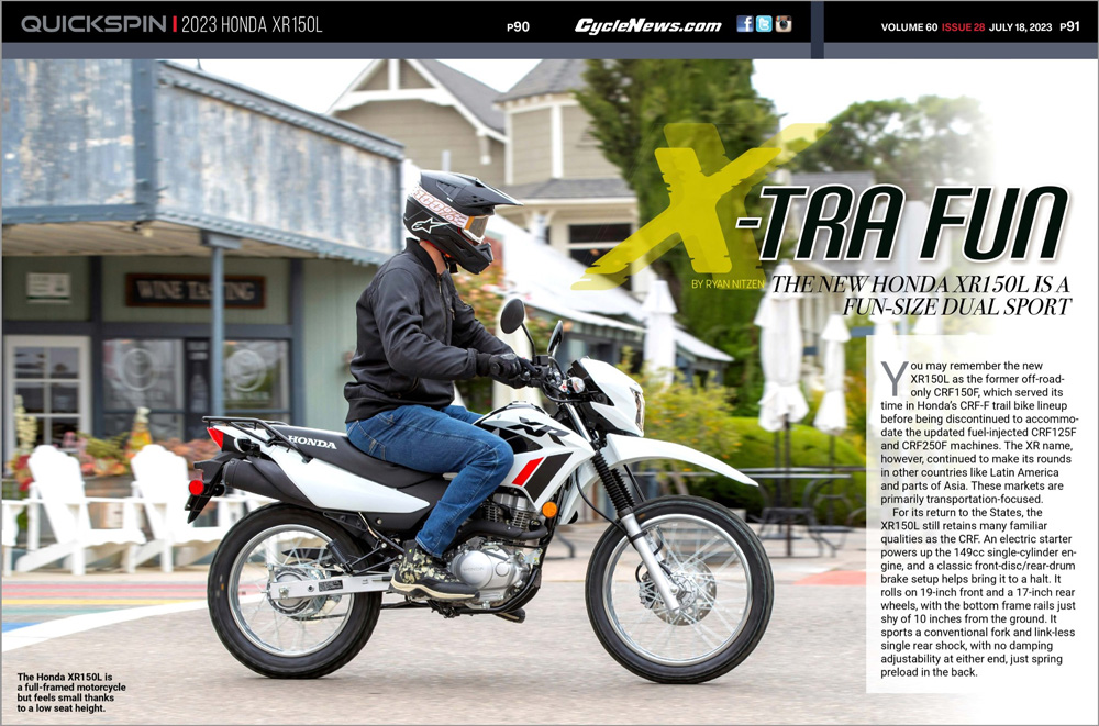 Cycle News Magazine 2023 Honda XR150L Review