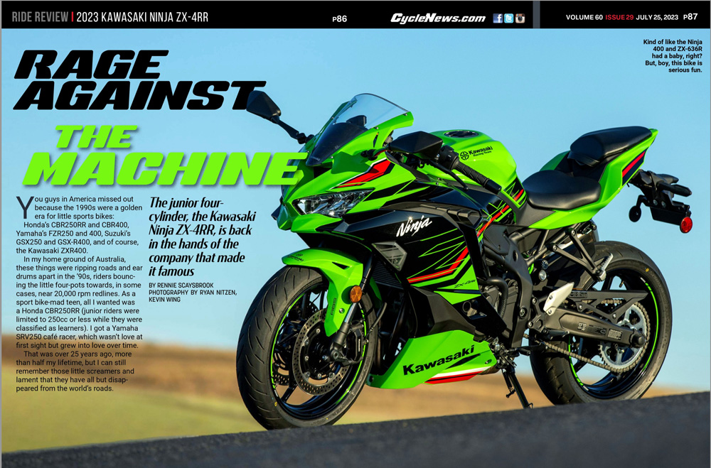 Cycle News Magazine 2023 Kawasaki Ninja ZX-4RR review