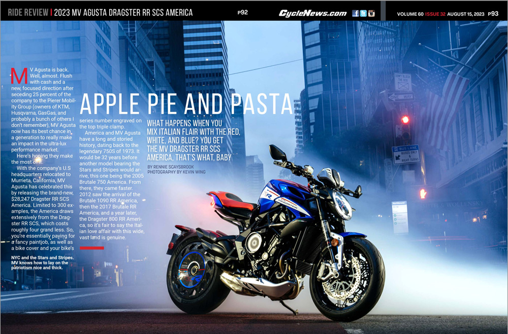 Cycle News Magazine 2023 MV Agusta Dragster RR SCS America Review