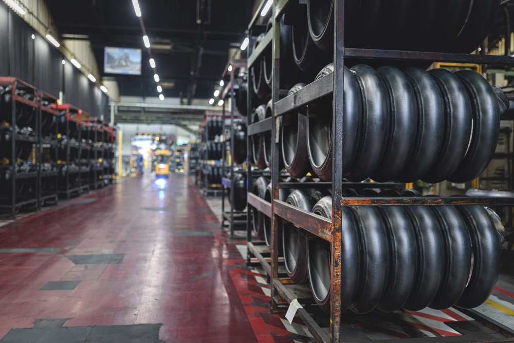 Racks of Metzeler Tires