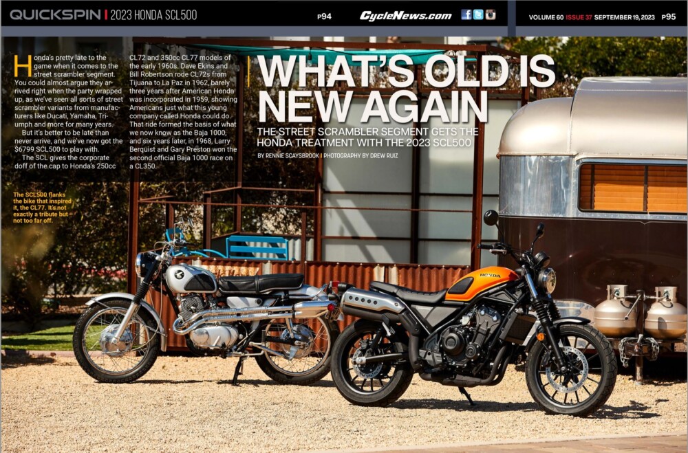 Cycle News Magazine 2023 Honda SCL500 Review
