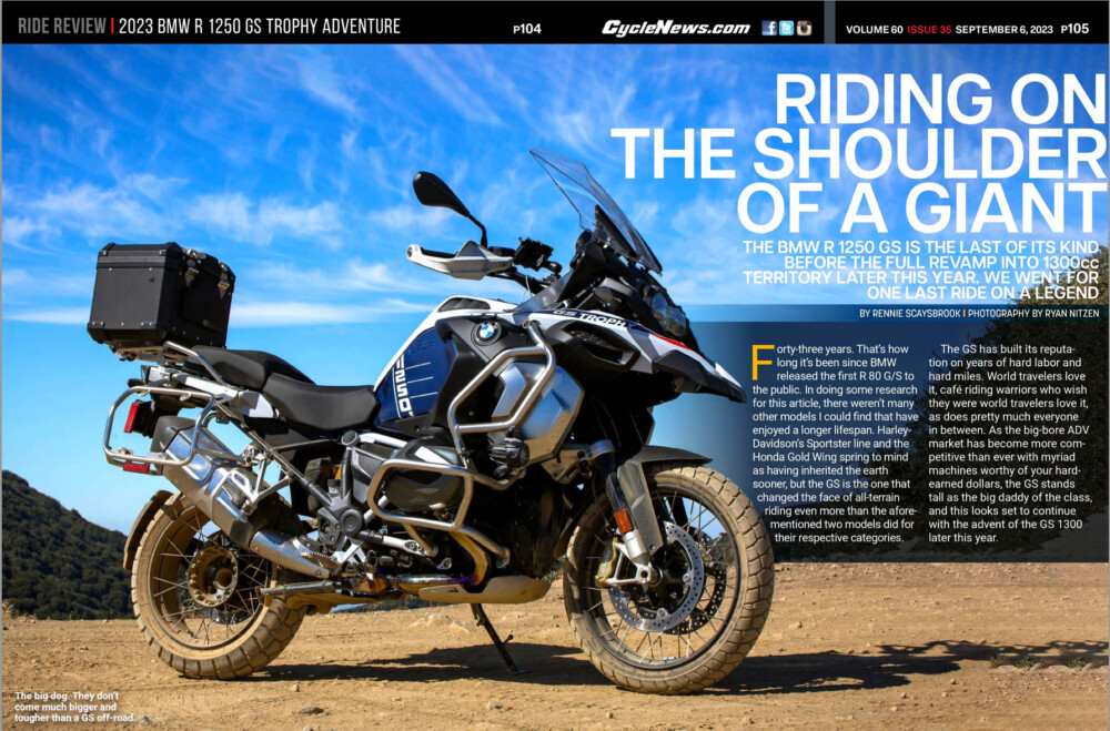Cycle News Magazine 2023 BMW R 1250 GS Trophy Adventure Review