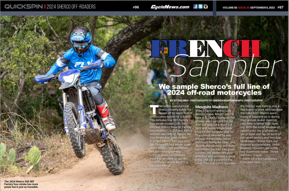 Cycle News Magazine review 2024 Sherco Off-Roader motorcycle Cycle News Magazine review 2024 Sherco Off-Roader motorcycle