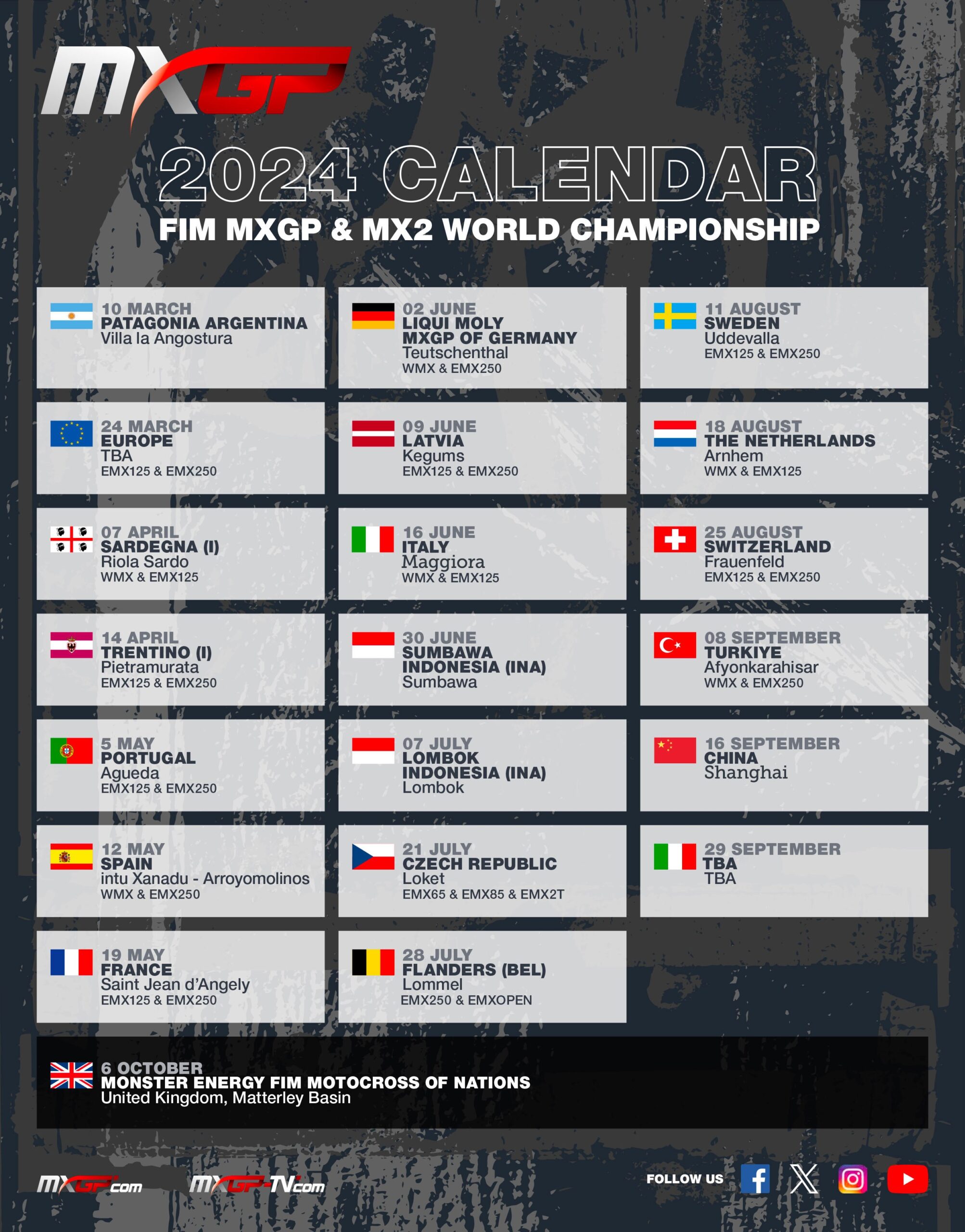 2024 FIM MXGP Calendar