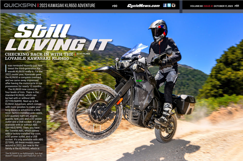 Cycle News Magazine 2023 Kawasaki KLR650 Adventure Review