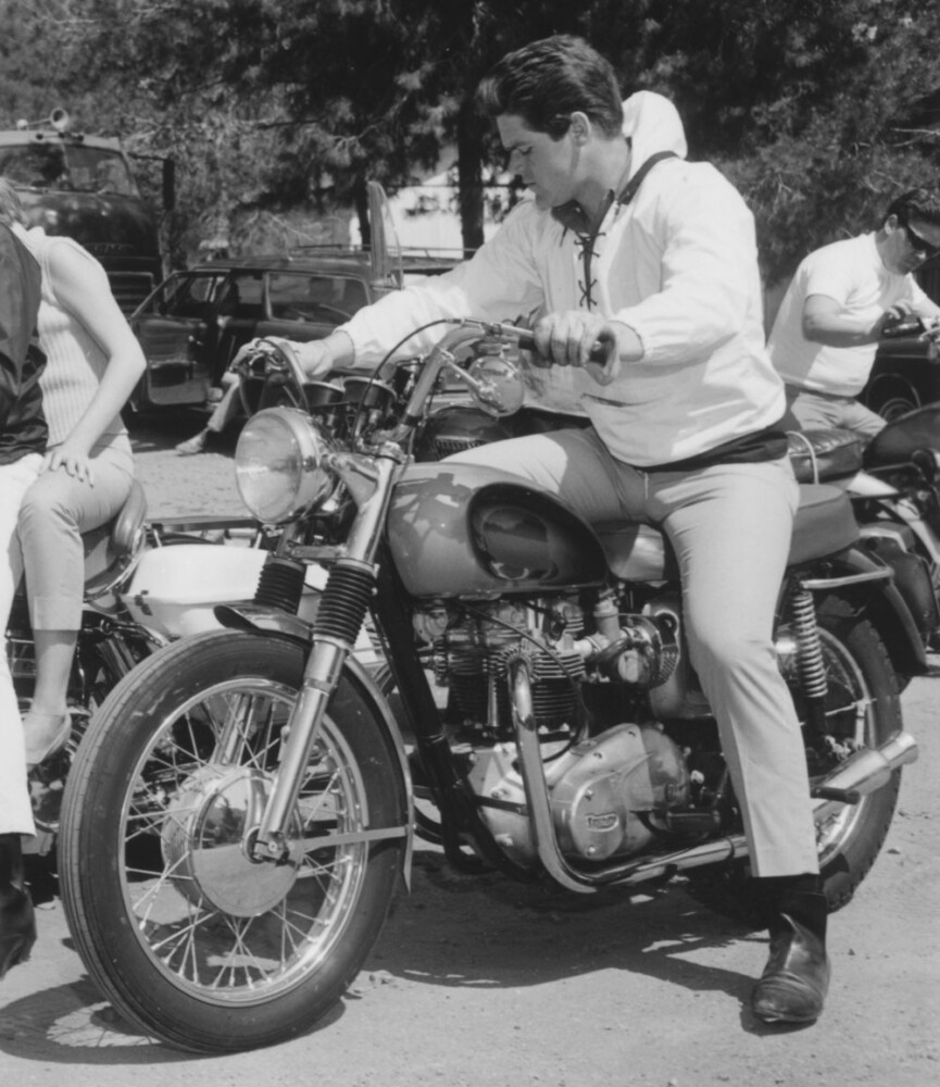 Jerry Schilling riding his Bonneville