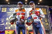 Toni Bou (left) and Gabriel Marcelli at 2023 FIM X-Trial Championship Finale