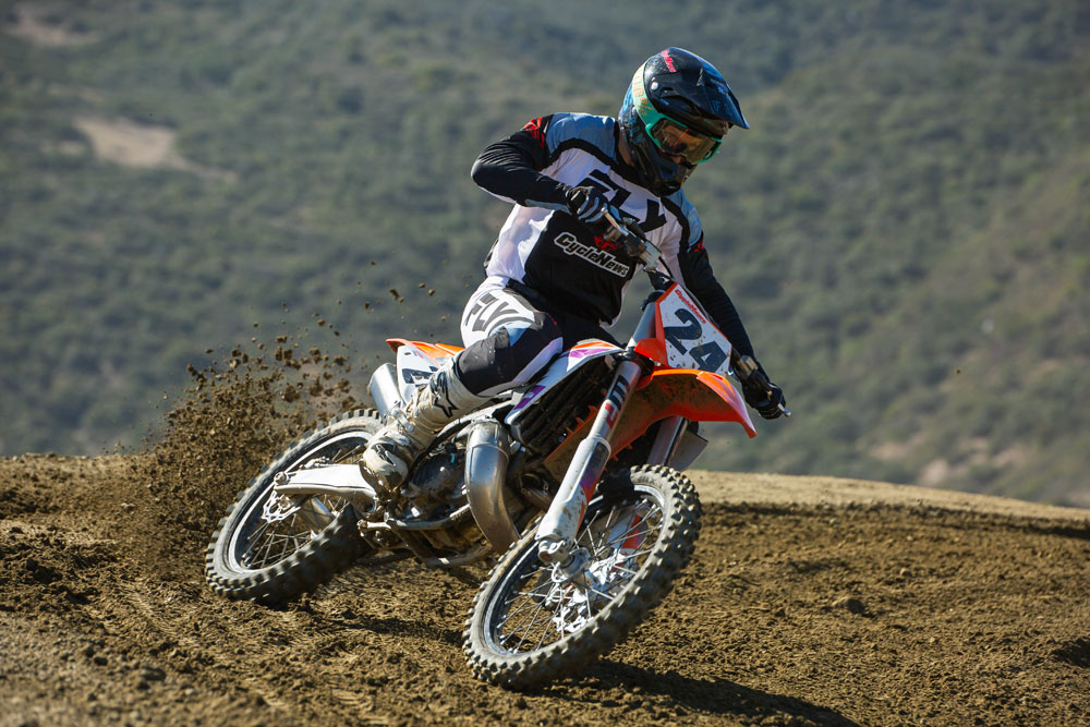 2024 KTM 250 SX two-stroke action 2024 KTM 250 SX two-stroke action
