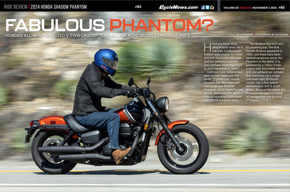 Cycle News Magazine 2024 Honda Shadow Phantom Review