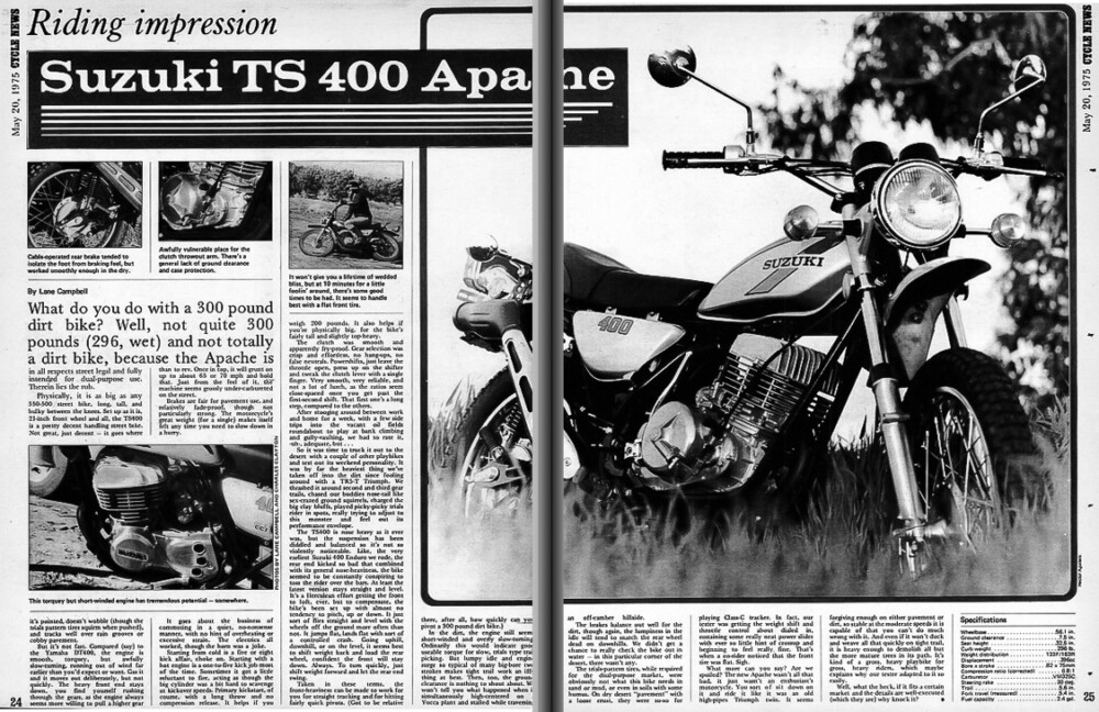 Cycle News Magazine archive 1975 Suzuki Apache