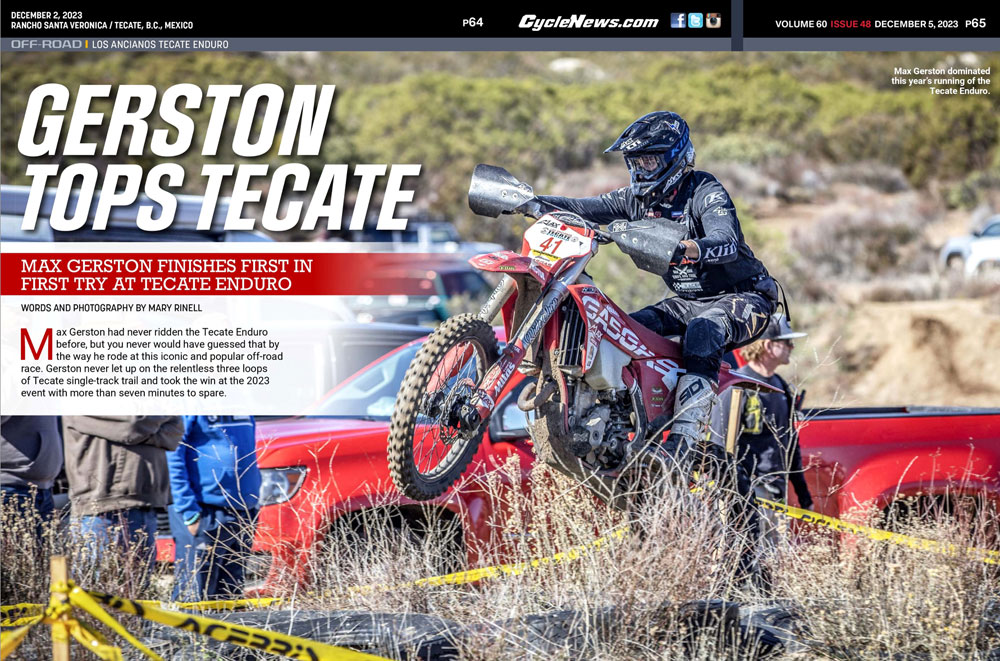 2023 Los Ancianos Tecate Enduro in Cycle News Magazine 2023 Tecate Enduro