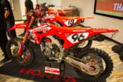 The Honda HRC SuperMotocross Team met the press recently, which included SMX Champion Jett Lawrence, the team’s newest 450SX rider Hunter Lawrence, and newcomer Jo Shimoda. Photo: Ryan Nitzen